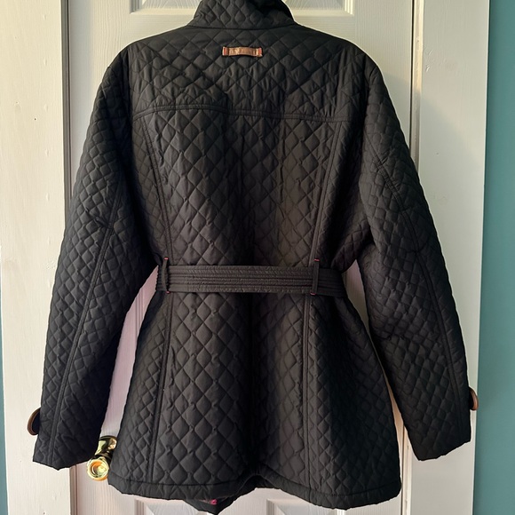 Lands' End Black Quilted Jacket with Brown Trim - Picture 4 of 7